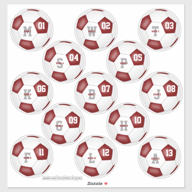 Sticker L'équipe de football blanc marron couleurs garçons (Feuille)