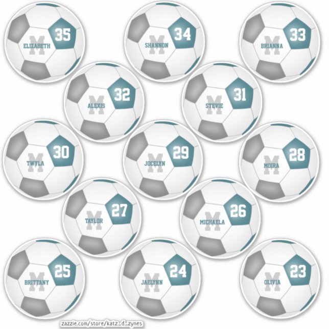Sticker L'équipe gris turquoise colore les joueurs de foot (Devant)