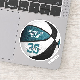 Sticker L'équipe turquoise de basket-ball noir colore les