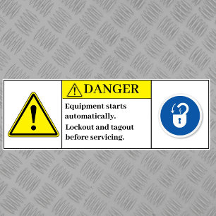 Sticker L'équipement de danger démarre automatiquement Éti