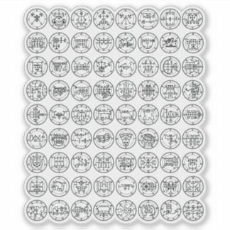 Sticker Les 72 Sigles Démon D'Ars Goetia (Noir)