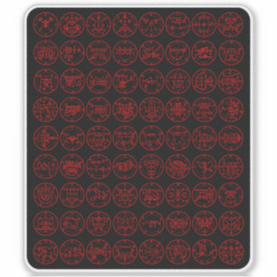 Sticker Les 72 Sigles Démons d'Ars Goetia (rouge sur noir)