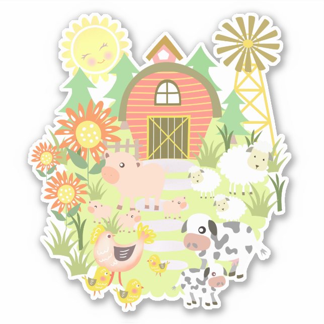 Sticker Les animaux de ferme mignons (Devant)