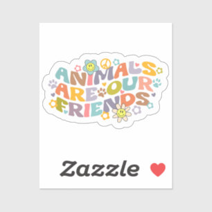 Sticker Les animaux sont nos amis, Retro Vegan