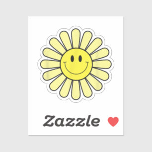 Sticker les années 70 Jaune Sourire Fleur Chemise Joyeuse
