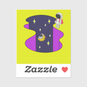 Sticker Les astronautes de la caricature sur un décalque