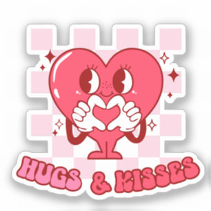Sticker "Les câlins et les baisers"   Coeur rose mignon et