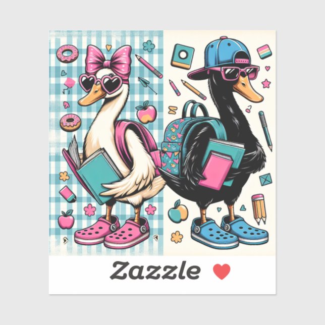 Sticker Les canards cool rentrent à l'école (Feuille)