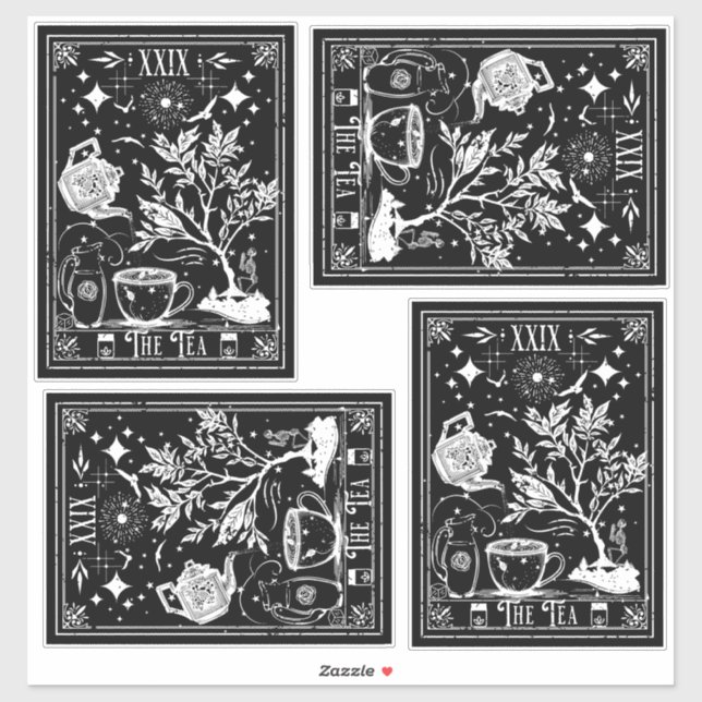 Sticker Les Cartes de Tarot du Thé (Feuille)
