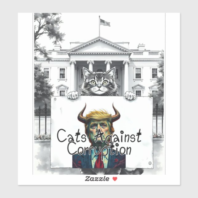 Sticker Les chats contre la corruption (Feuille)