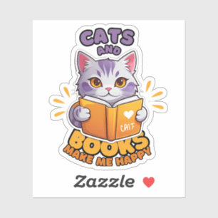 Sticker Les chats et les livres me rendent heureux
