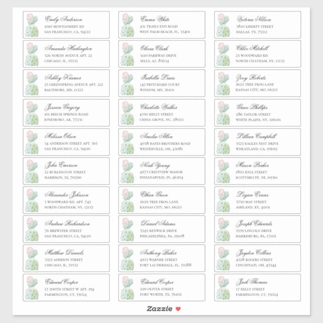 Sticker Les clients de cactus Watercolor s'adressent. Étiq (Feuille)