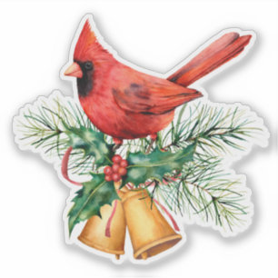 Sticker Les cloches de Noël et les Evergreens Cardinal Rou