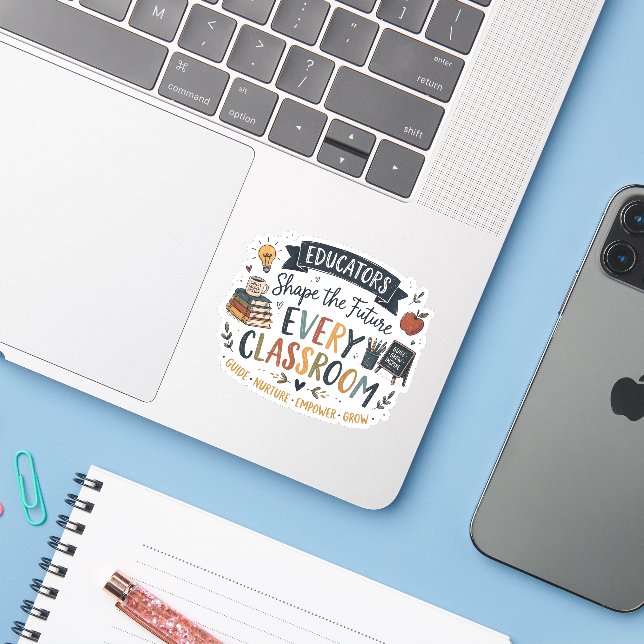 Sticker Les éducateurs façonnent l'avenir (Ordinateur portable avec iPhone)