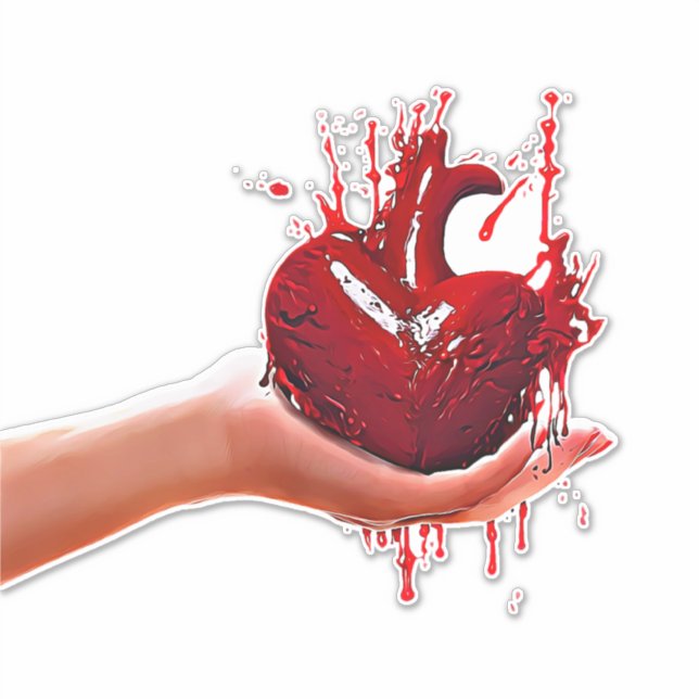 Sticker les femmes main tenant sang coeur goth Art (Devant)