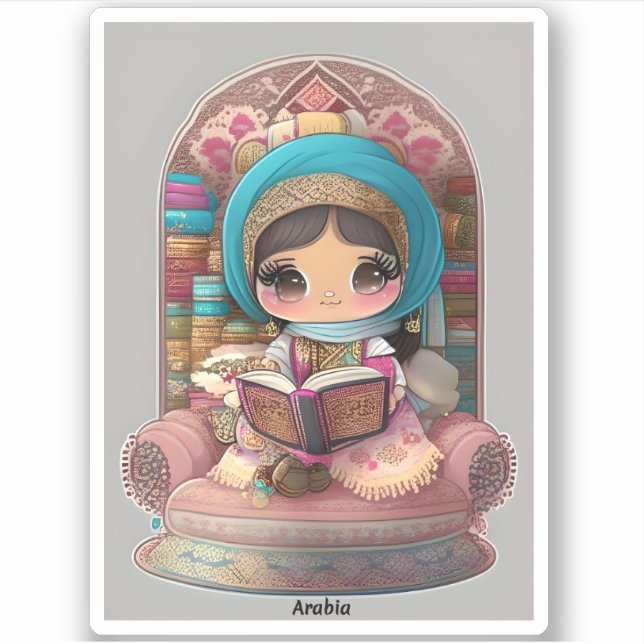 Sticker Les filles du monde de la lecture - Arabie (Devant)