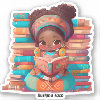 Sticker Les filles du monde de la lecture - Burkina Faso