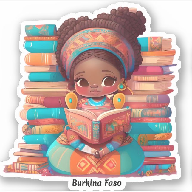 Sticker Les filles du monde de la lecture - Burkina Faso (Devant)