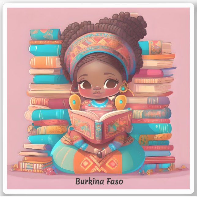 Sticker Les filles du monde de la lecture - Burkina Faso (Devant)