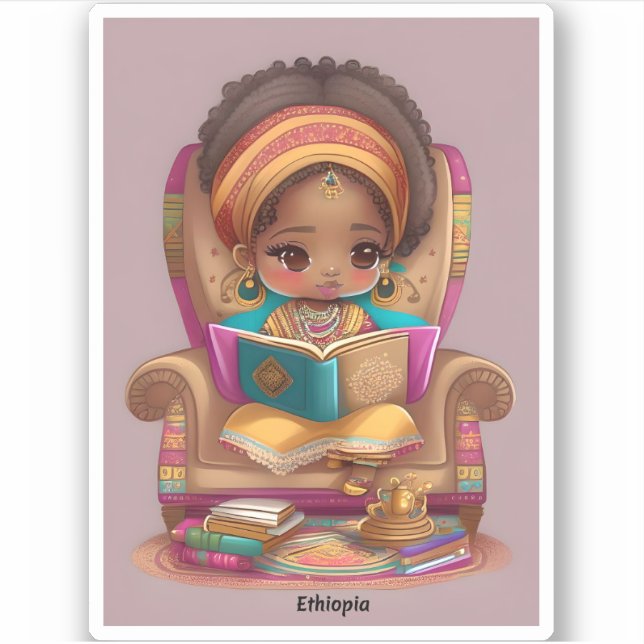 Sticker Les filles du monde de la lecture - Éthiopie (Devant)
