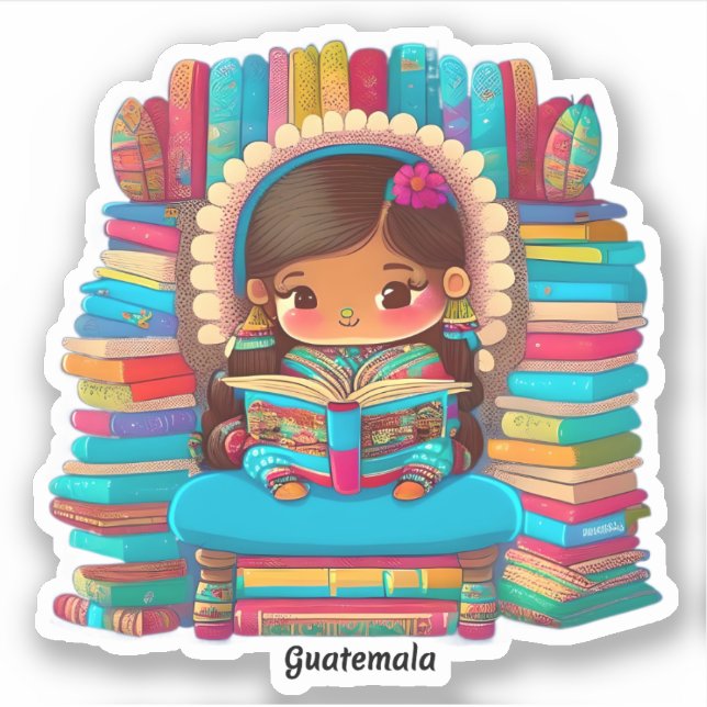Sticker Les filles du monde de la lecture - Guatemala (Devant)