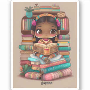 Sticker Les filles du monde de la lecture - Guyana
