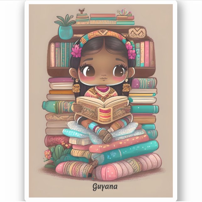 Sticker Les filles du monde de la lecture - Guyana (Devant)