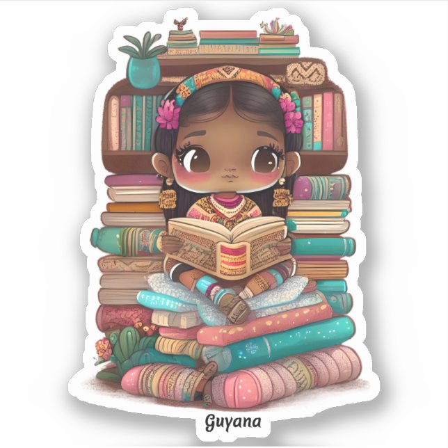 Sticker Les filles du monde de la lecture - Guyana (Devant)