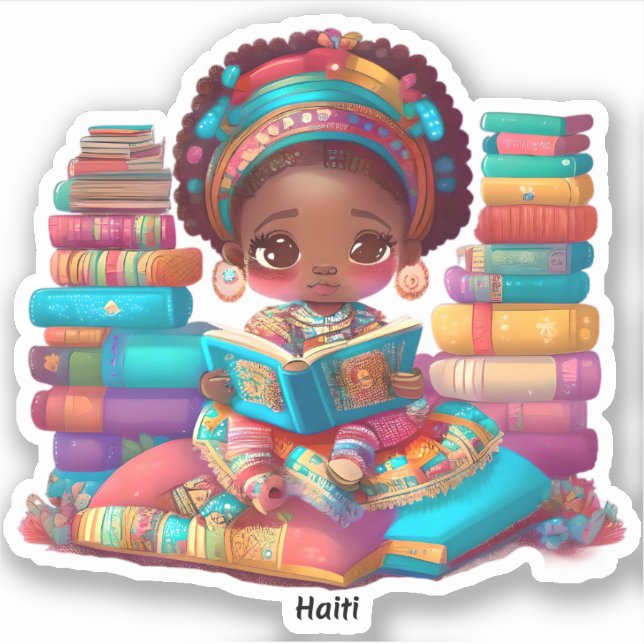 Sticker Les filles du monde de la lecture - Haïti (Devant)