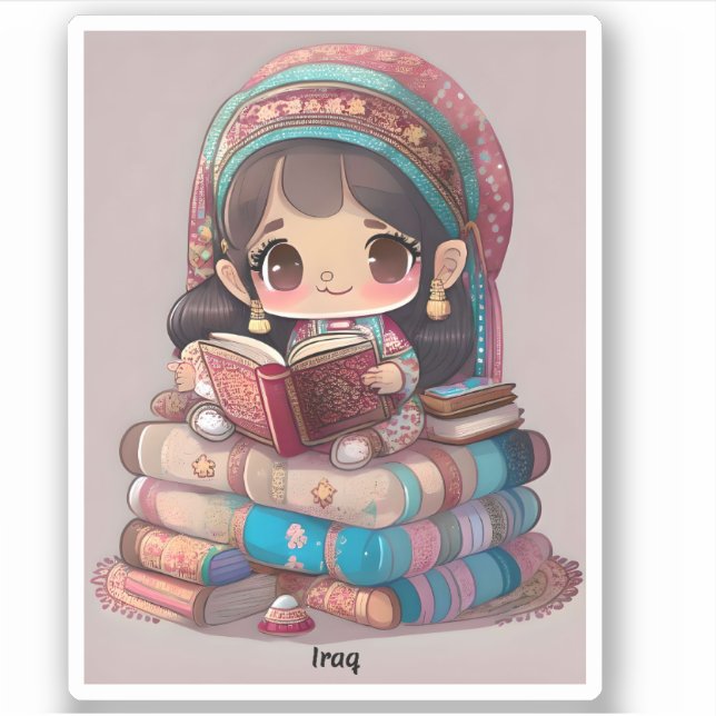 Sticker Les filles du monde de la lecture - Irak (Devant)