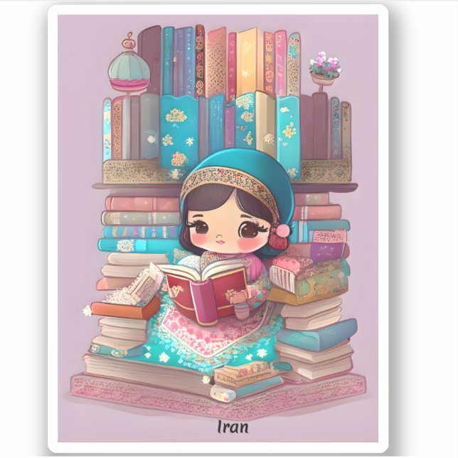 Sticker Les filles du monde de la lecture - Iran (Devant)