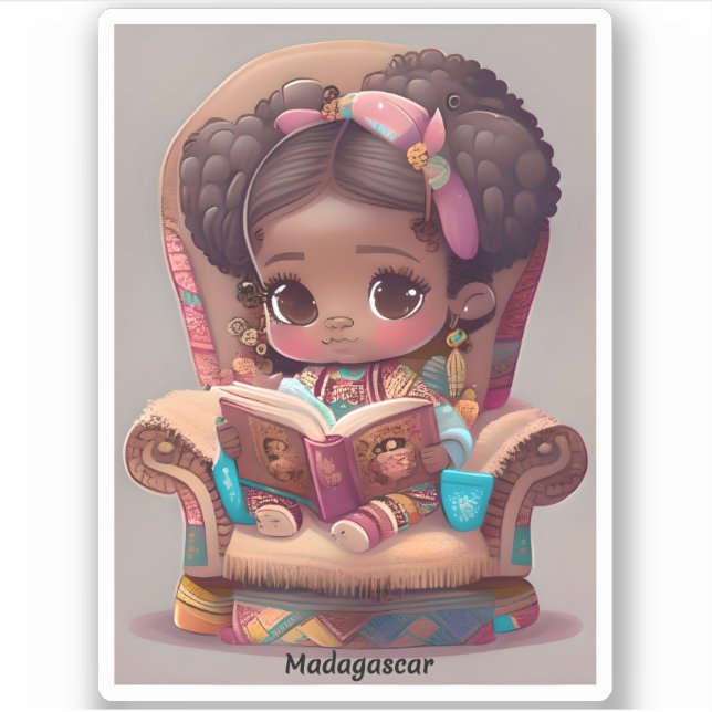Sticker Les filles du monde de la lecture - Madagascar (Devant)