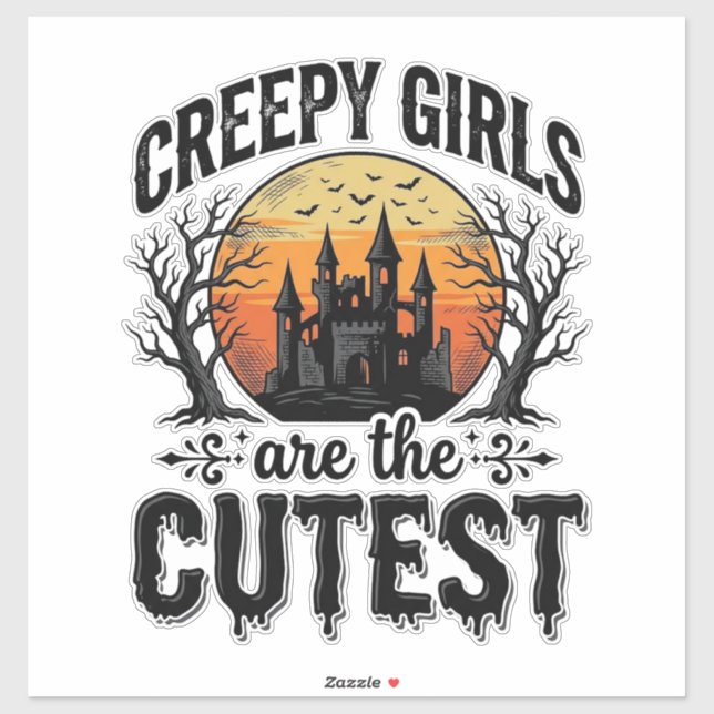 Sticker Les Filles Effrayantes Sont Le Plus Mignon Design  (Feuille)