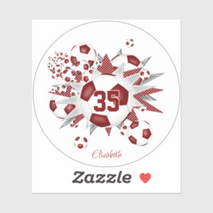 Sticker les filles nom sur maroon blanc ballon de football