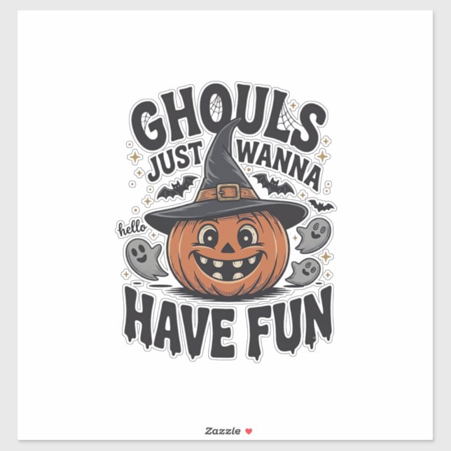 Sticker Les goules veulent juste s'amuser Halloween Citrou (Feuille)