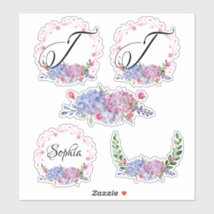 Sticker Les hortensias élégants tresse la lettre T du