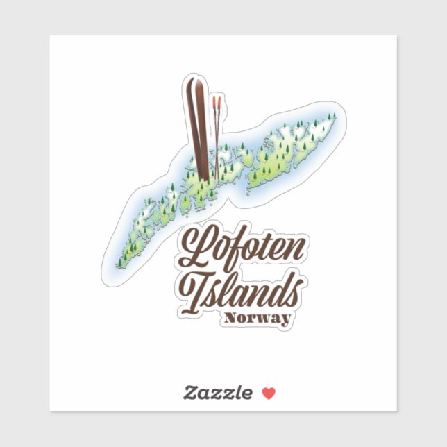 Sticker Les îles Lofoten, affiche de ski norvégien. (Feuille)