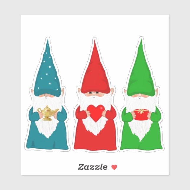 Sticker Les lutins de Noël en bleu vert et rouge (Feuille)