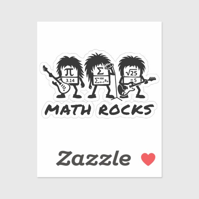 Sticker Les maths, c'est rock Humour de groupe de rock uni (Feuille)