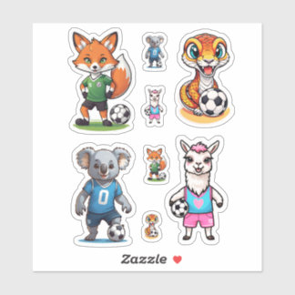 Sticker Les mignons Animaux Jouer Soccer Collection