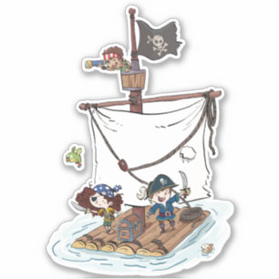 Sticker Les Pirates Mets En Voile À L'Arrière Caricature
