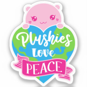 Sticker Les Plushies aiment la paix Cute Kawaii Coeur Te