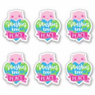 Sticker Les Plushies aiment la paix Cute Kawaii Coeur Te
