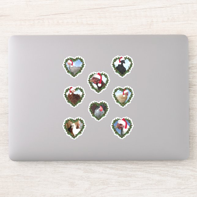 Sticker Les poulets de Noël dans les couronnes (Ordinateur)