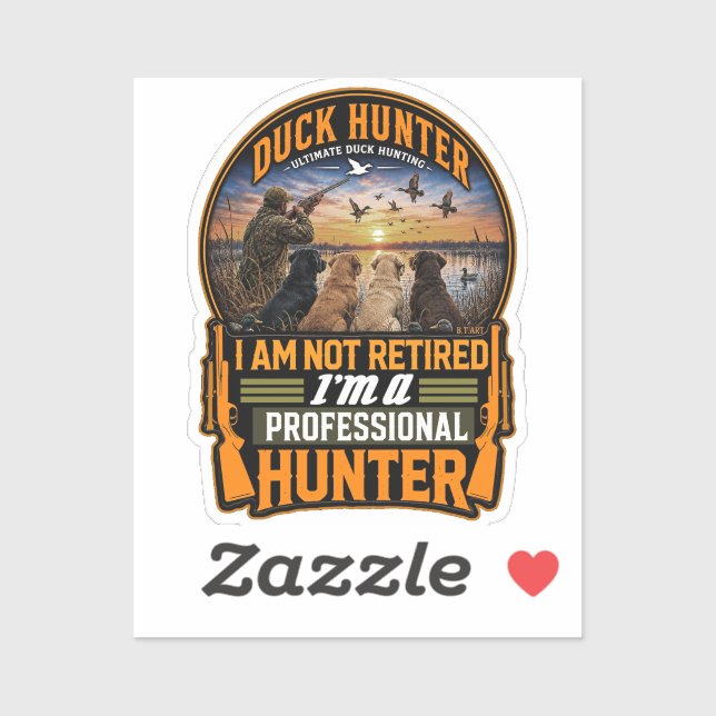 Sticker Les Quatre Retrievers – Chasse au Canard  (Feuille)