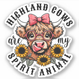 Sticker Les vaches Highland sont mon esprit animal