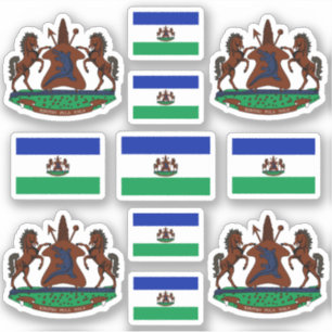 Sticker Lesotho - Symboles nationaux /Armoiries et drapeau