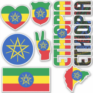 Sticker L'Ethiopie Extraordinaire forme des symboles natio