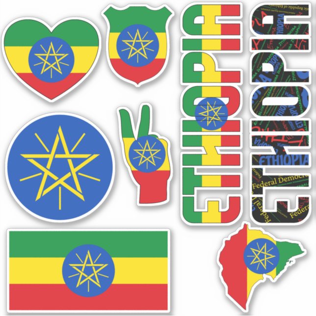 Sticker L'Ethiopie Extraordinaire forme des symboles natio (Devant)