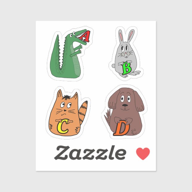 Sticker Lettre A Alligator Bodysuit Bébé. Alpe d'animal mi (Feuille)